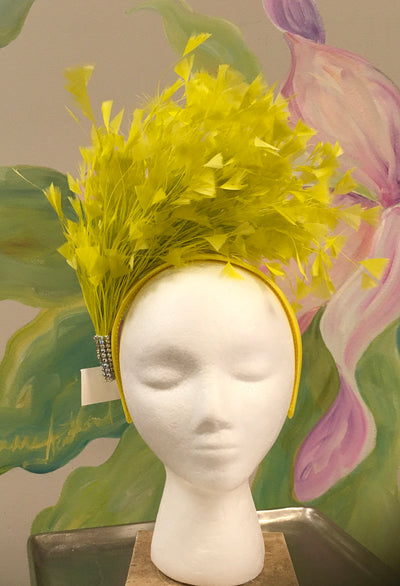 Neon Yellow Feather 1920's Style Fascinator