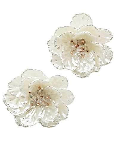 Ivory Flower Multi Petal Earrings