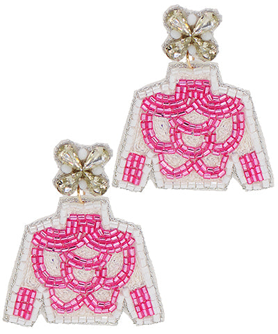 Pink & White Jockey Earrings