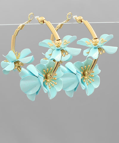 Turquoise Flower Hoops