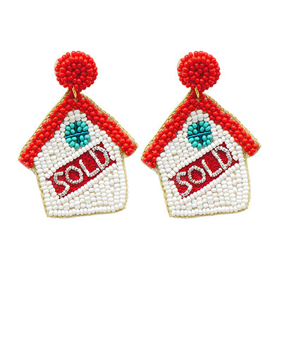 Red Roof Sold House Earrings