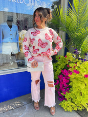 Acid Pink High Rise Straight Pant