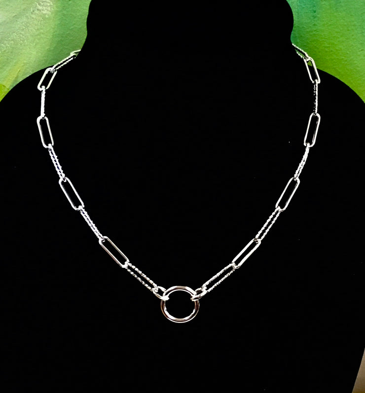 Silver Chain & Circle Necklace
