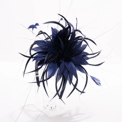 Navy Double Feather Fascinator