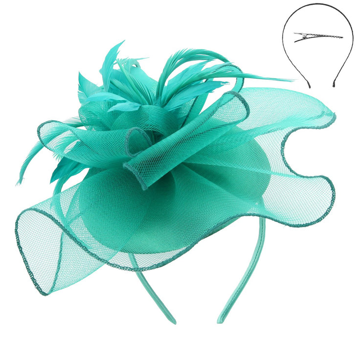 Turquoise Floral Cap Fascinator