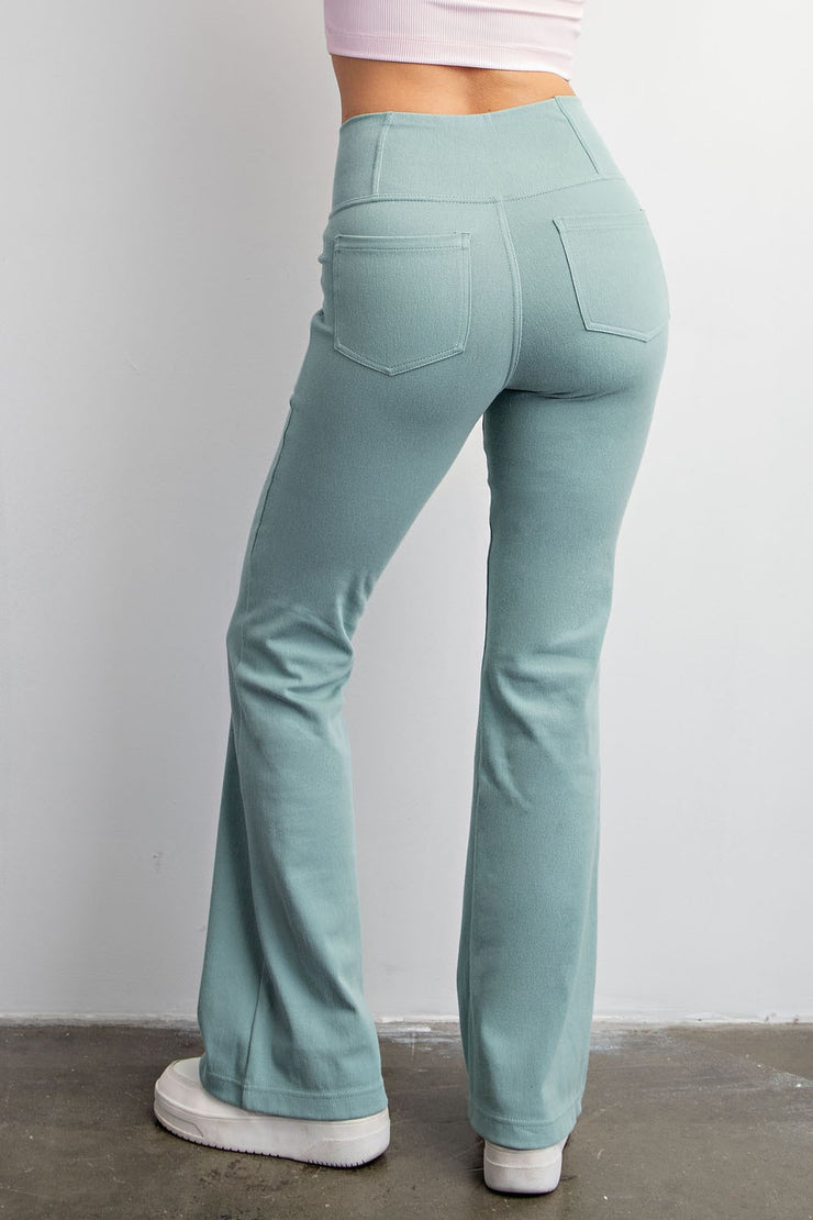 Aqua Sage Crossover Flare Pants