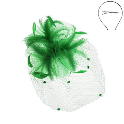 Green Feather Net Fascinator