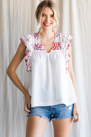 Pink Mix White Top