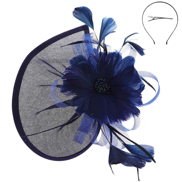 Navy Flower Bead Fascinator