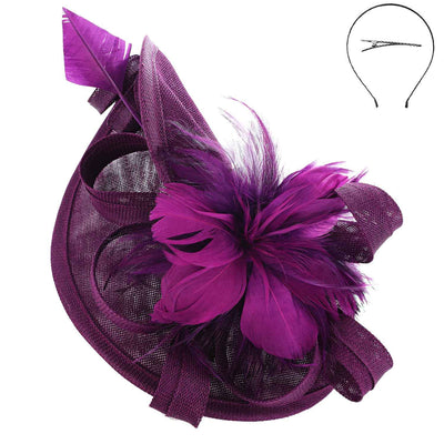 Purple Ribbon & Feather Fascinator