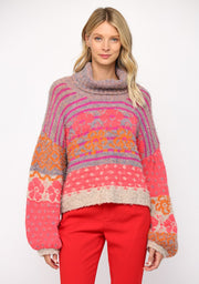 Pink Multi Fuzzy Sweater