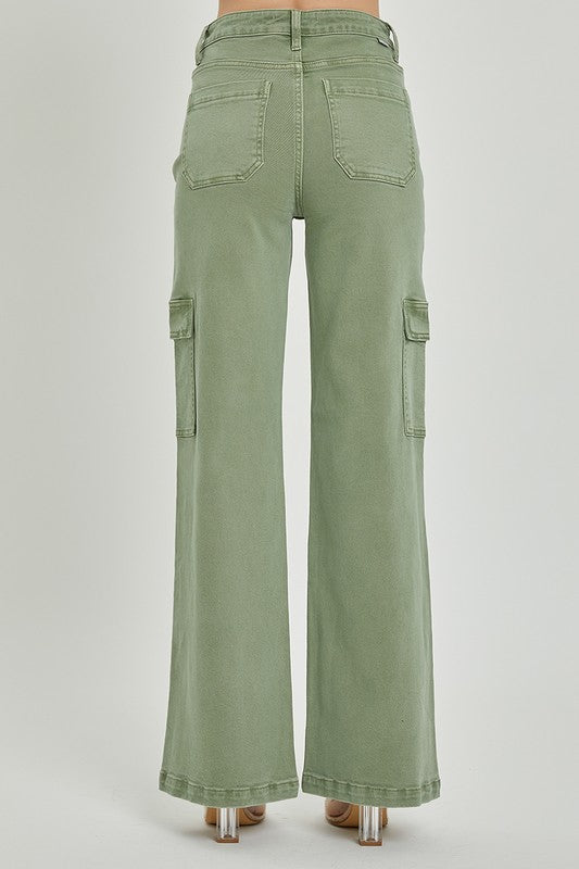 Olive High Rise Cargo Pants
