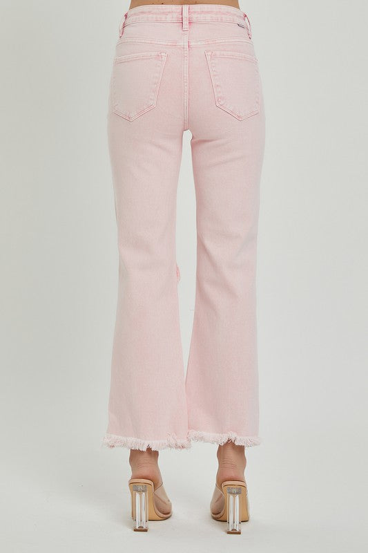 Acid Pink High Rise Straight Pant