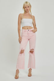 Acid Pink High Rise Straight Pant