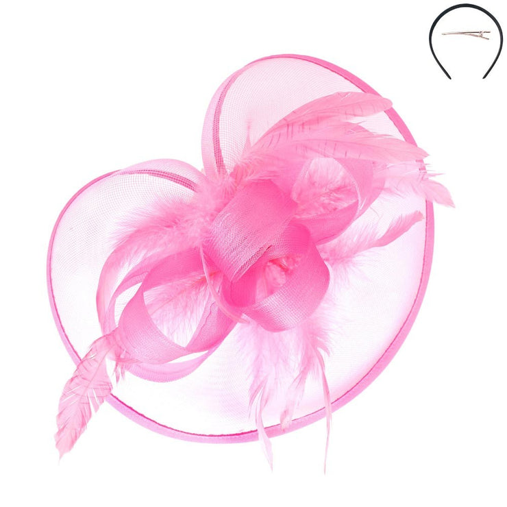 Pink Ribbon Satin Trim Fascinator