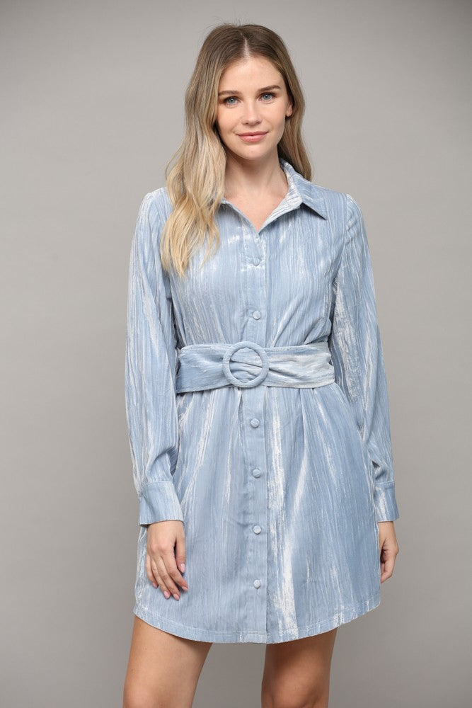 Powder Blue Velvet Dress