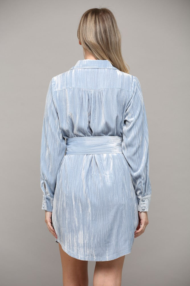 Powder Blue Velvet Dress