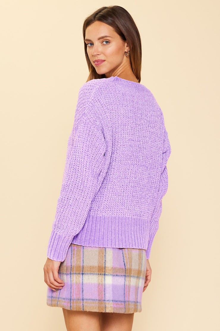 Lavender Classic Chenille Sweater