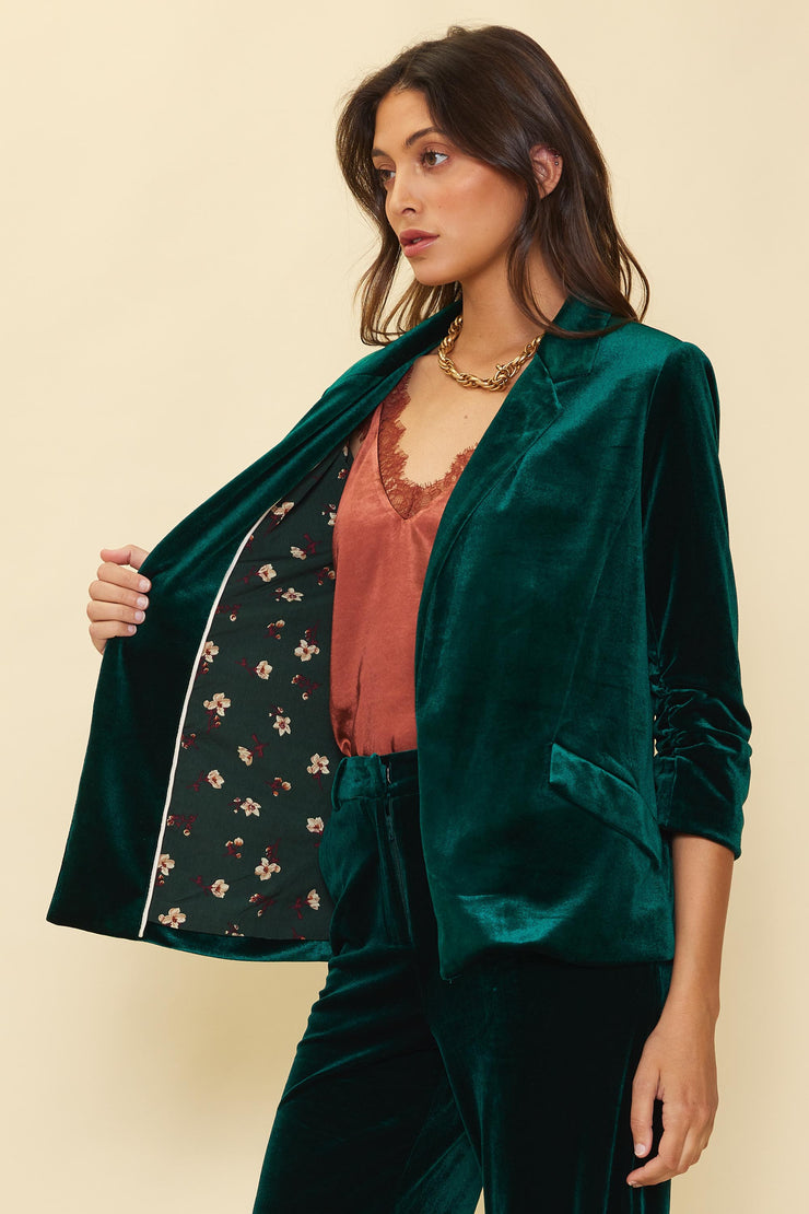 Hunter Green Velvet Blazer
