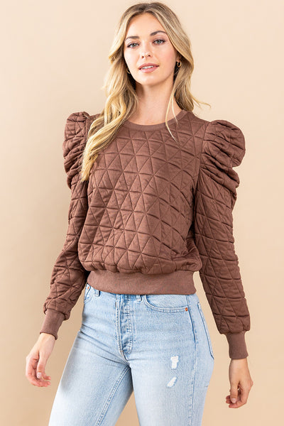 Chocolate Quilted Pullover