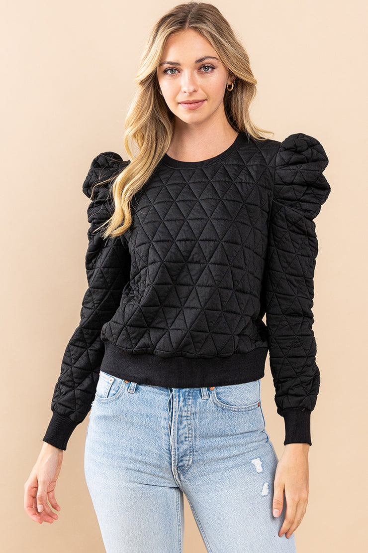 Black Quilted Pullover