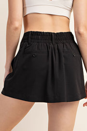 Black Crinkle Woven Skort