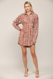 Mauve Biddy Floral Shirt Dress
