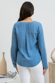 Chambray Long Sleeve Top