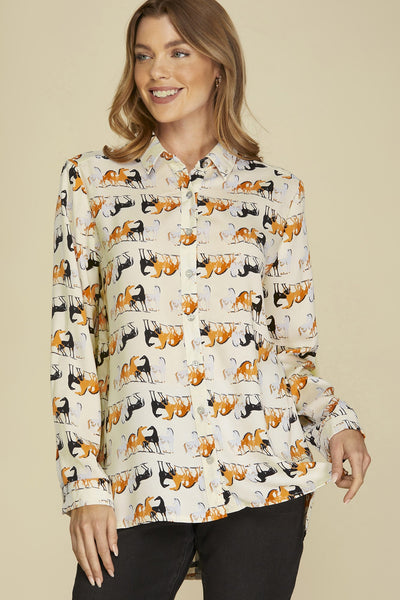 Cream Horse Print Top