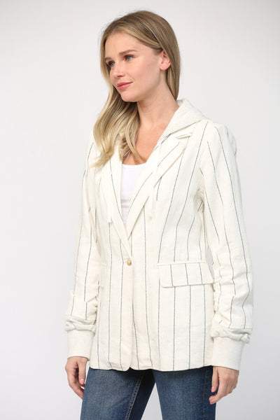 Stripe Hooded Blend Jacket