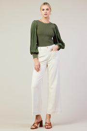Cream Suede Wide Leg