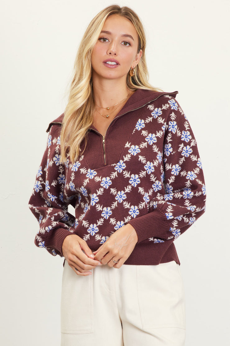 Chocolate Floral Sweater