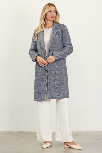 Herring Bone Button Coat