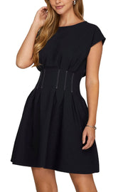 Navy Pintuck Dress