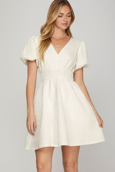 White Jaquard Dress