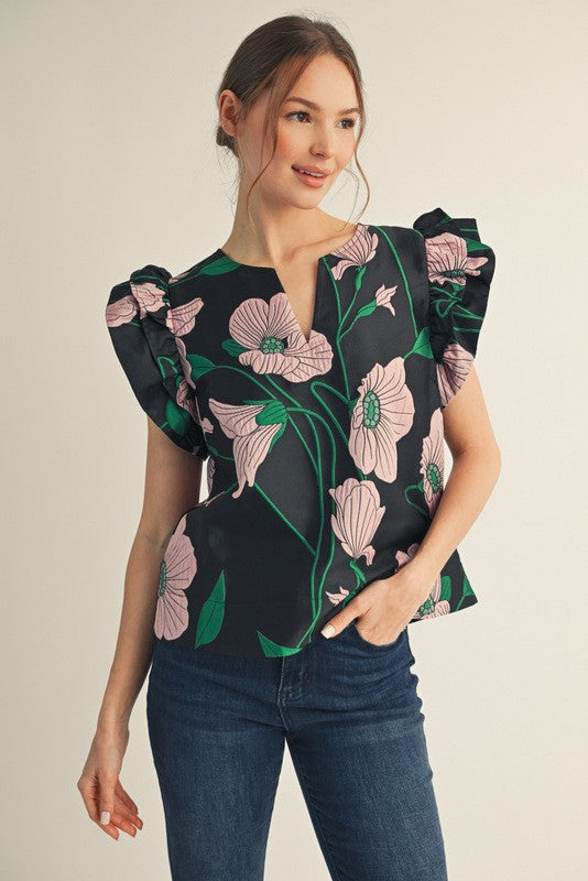 Floral Jacquard Top