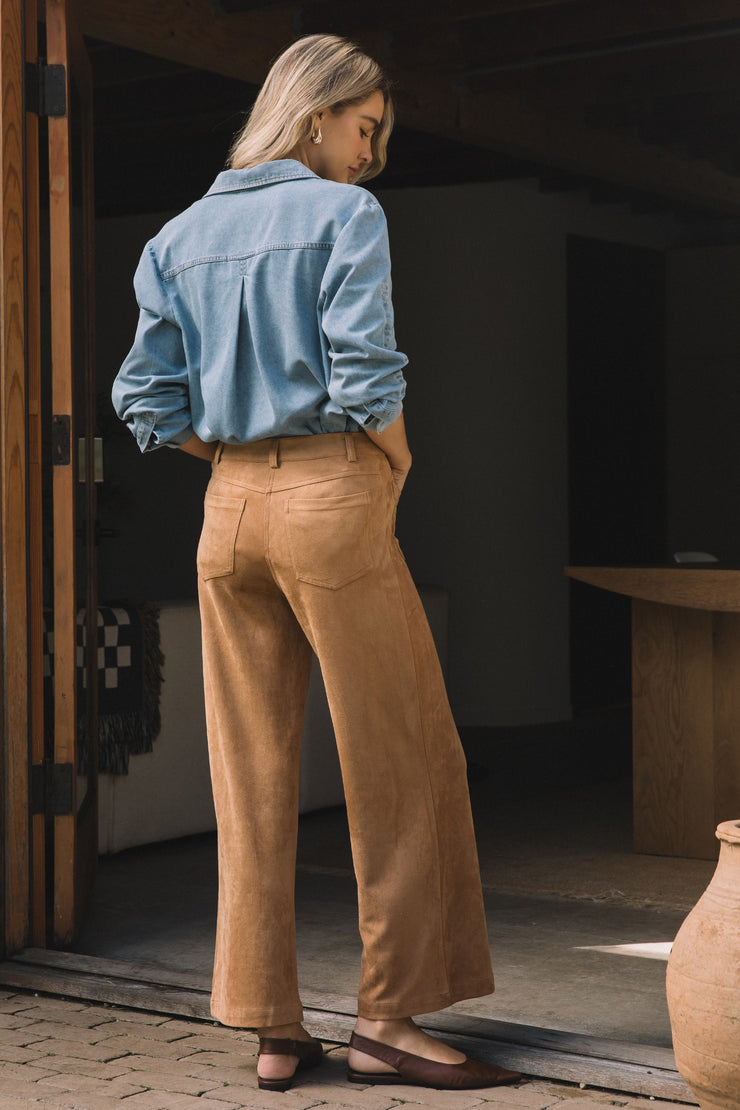 Camel Suede Wide Leg