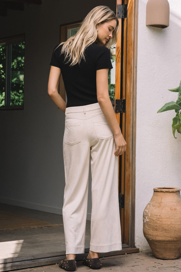 Cream Suede Wide Leg