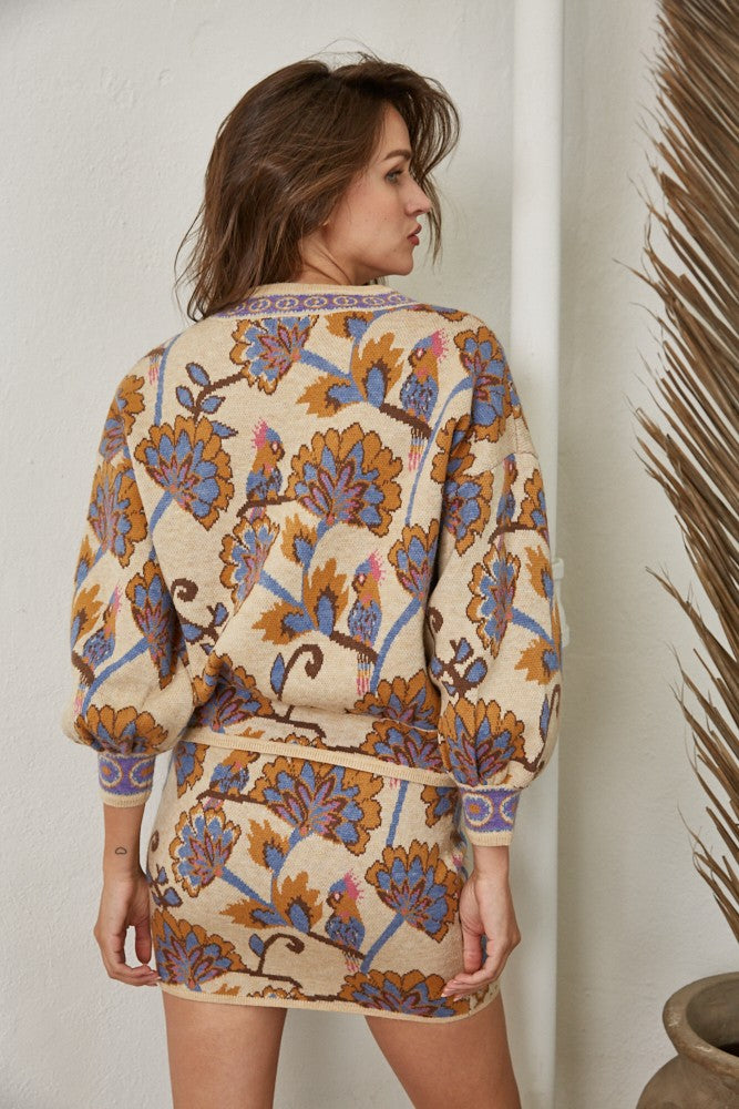 Jacquard Button Cardigan
