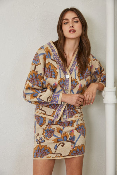 Jacquard Button Cardigan