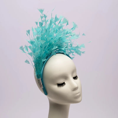 Turquoise Feather 1920"s Style Fascinator