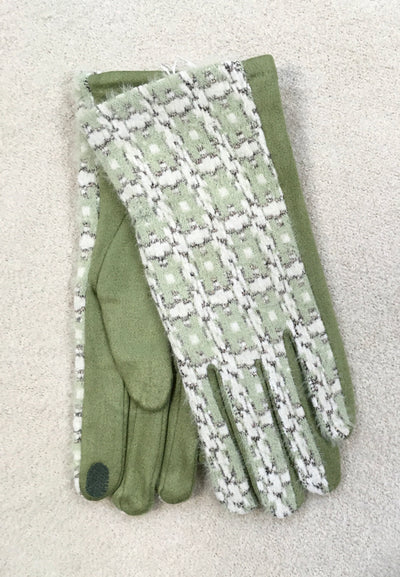 Olive Plaid Tweed Gloves