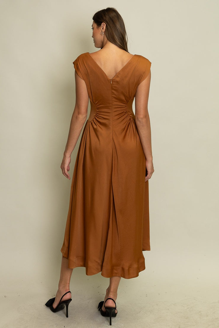 Terracotta Satin Midi