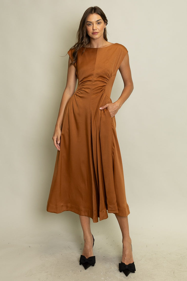 Terracotta Satin Midi