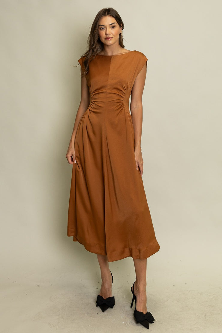 Terracotta Satin Midi