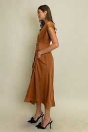 Terracotta Satin Midi
