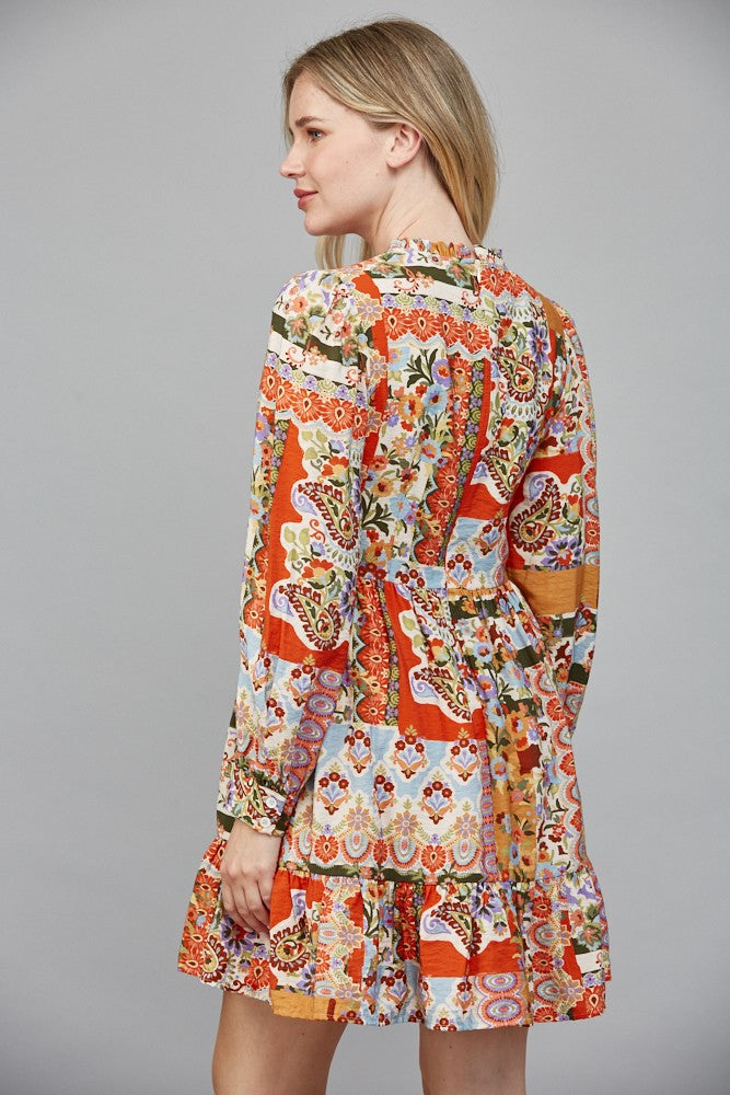 Orange Patchwork Dress