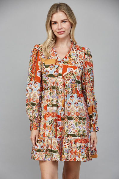 Orange Patchwork Dress