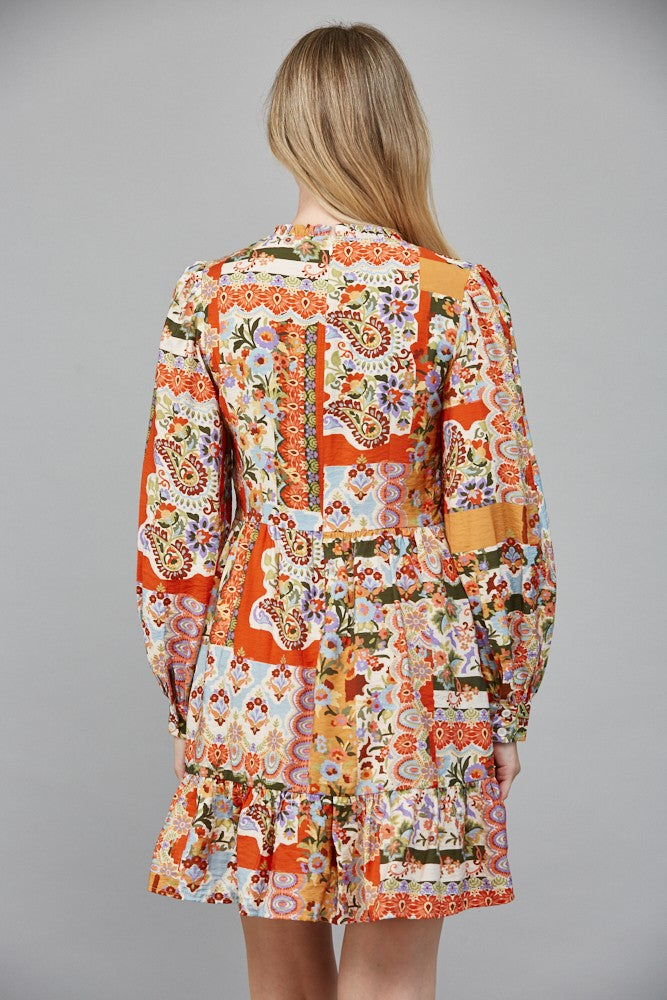 Orange Patchwork Dress
