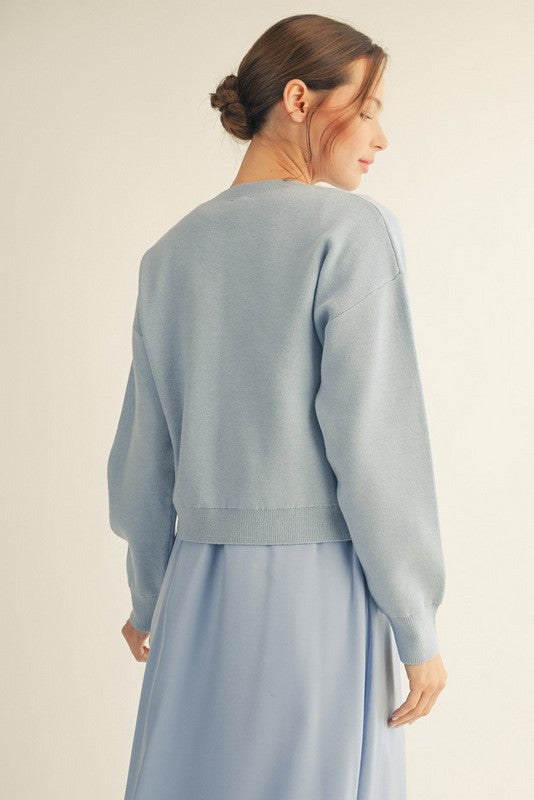 Sky Blue Knotted Sweater